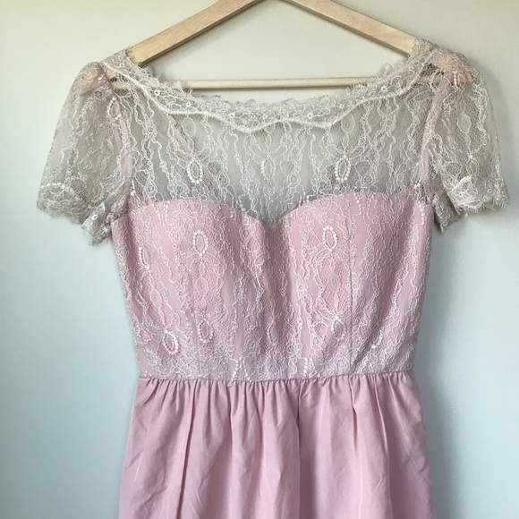 BHLDN Sorbetto blush lace cocktail dress - Picture 3 of 8